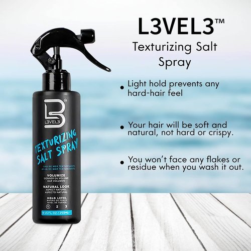 L3 Level 3 Sea Salt Texturizing Spray - Beachy Waves & Texture - Light Hold - 8.45 Fl Oz
