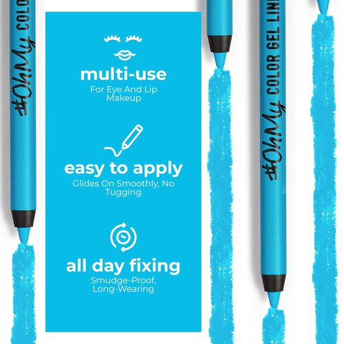 Lamel OhMy Color Gel Eyeliner Pencil - Waterproof & Long-Lasting - Vibrant Blue, Highly Pigmented