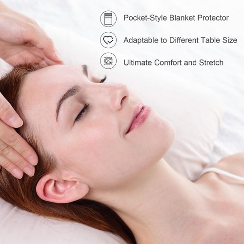 SHINARDO Massage Table Cover Set, Microfiber Material, Pocket-Style Blanket Protector, Fitted Sheet, Face Rest Cover (White)