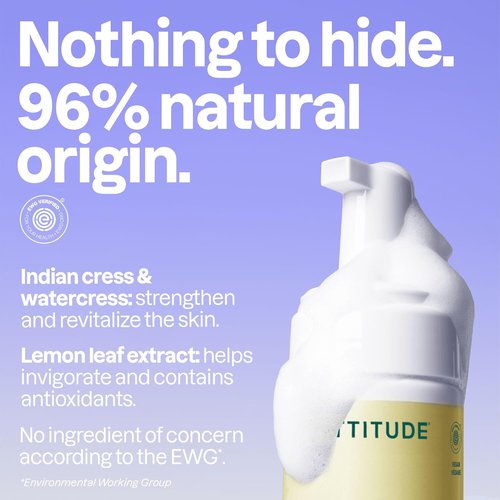 ATTITUDE Micellar Foaming Facial Cleanser - EWG Verified, Vegan & Plant-Based | Earl Grey & Cucumber, 5 Fl Oz
