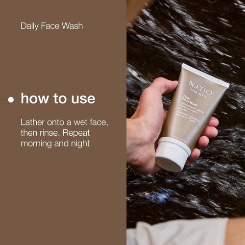 Natio Australia For Men Daily Face Wash - Refreshing Facial Cleanser with Lemon & Lavender | 5.2 oz