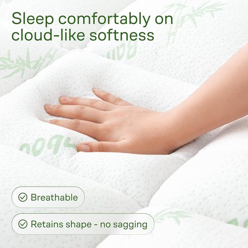 Skiennix Ultra Soft Queen Size Mattress Topper - Bamboo Viscose Pillow Top for Full Body Support | Naturally Cooling, Green