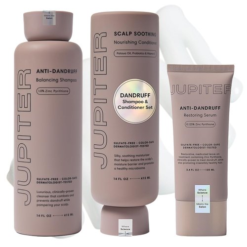 Jupiter Anti-Dandruff Shampoo | Nourishing Conditioner & Serum for Flaky, Itchy Scalp - Color-Safe, Sulfate-Free