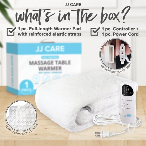 JJ CARE Massage Table Warmer - Digital 5 Heat Control Fleece Pad | 31"x71", Detachable 12 FT Cord, Overheat Protection