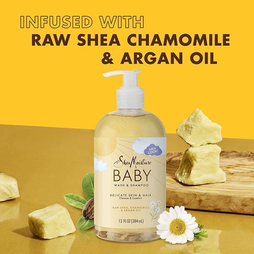 SheaMoisture Baby Wash & Shampoo - Nourishing Raw Shea & Chamomile Formula | 13 oz, Gold