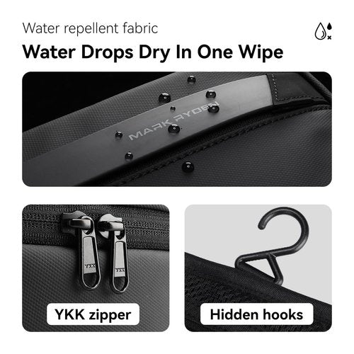 MARK RYDEN Toiletry Bag for Men, Travel Toiletry Organizer Dopp Kit Water-resistant Shaving Bag for Toiletries Accessories (Black)