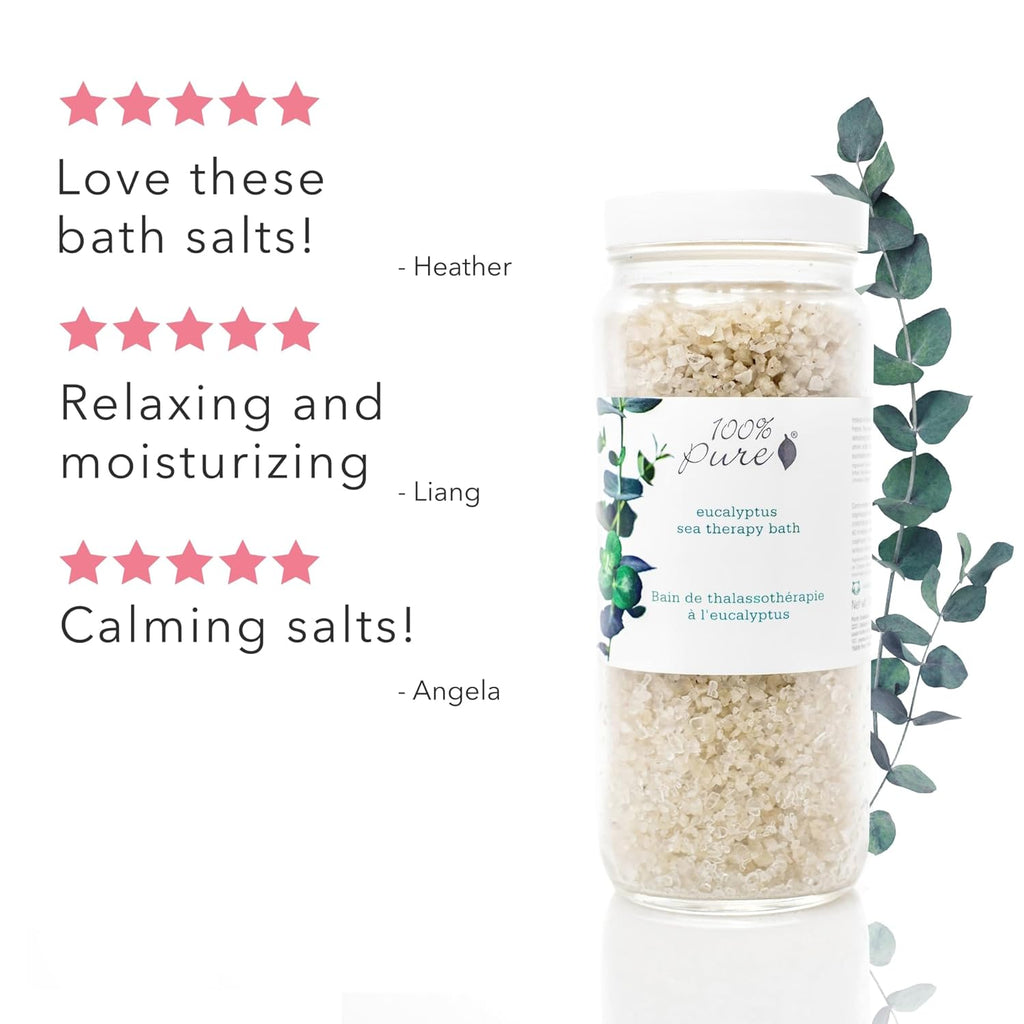 100% PURE Eucalyptus Bath Salts - Nourishing Skin & Relaxing Aromatherapy | Home Spa Kit - 15 Oz