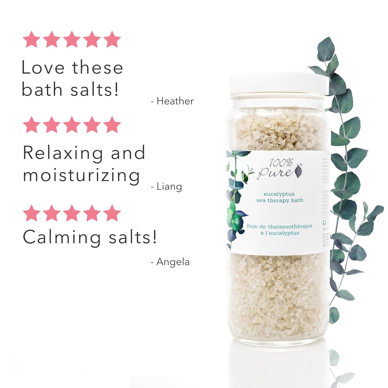 100% PURE Eucalyptus Bath Salts - Nourishing Skin & Relaxing Aromatherapy | Home Spa Kit - 15 Oz