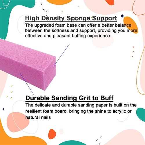 40 Pcs Nail Buffer Block for Acrylic and Natural Nails, 4 Sided Sanding Buffers for Gel Nails Fingernail Shine Buffing Filer Set, Professional Manicure Polisher Buffer Bulk Medium Grit (Multi-Color)