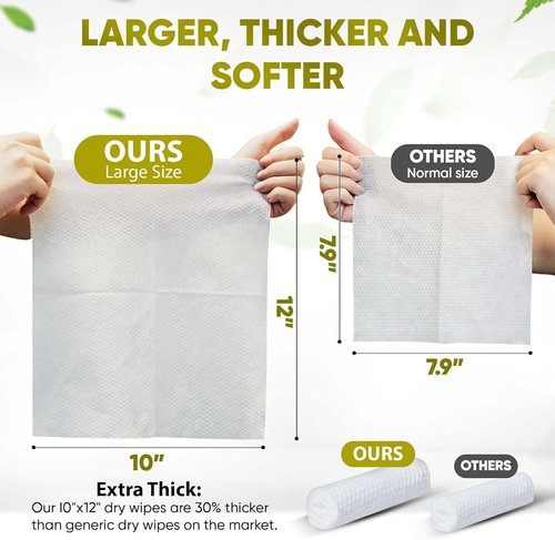 Disposable Face Towels – 100 Count (2 x 50 Boxes) XL 10”x12” Biodegradable Dry Wipes | Ultra Soft, Lint-Free, Dual-Texture Face Cloths | Chemical-Free, Fragrance-Free Facial Towels for Sensitive Skin