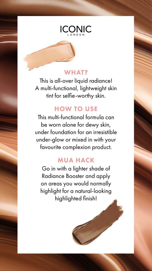 ICONIC LONDON Radiance Booster | Liquid Radiance Lightweight Skin Tint for a Glowy Makeup Look, Cruelty Free, Vegan Makeup (Sand Glow) 30 mL/ 1.01 Fl Oz