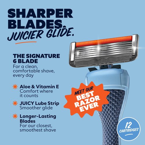 Dollar Shave Club | 6 Blade Razor Refills (12 Pack) | 6 Stainless Steel Blades for a Close & Comfortable Shave