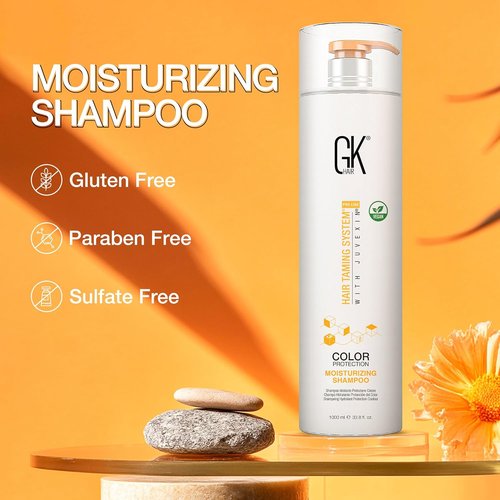 GK HAIR Vegan Moisturizing Shampoo - Deep Conditioning Treatment with Keratin for Color-Treated Hair | 33.8 Ounce