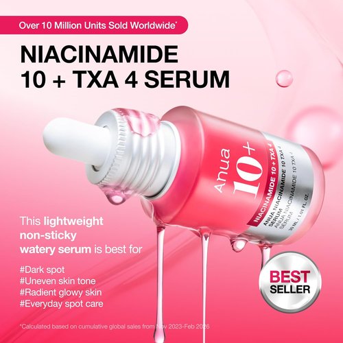 Anua Niacinamide 10 + TXA 4 Serum - Dark Spot Care & Hydration | Lightweight Korean Skincare, 1.01 fl. oz.
