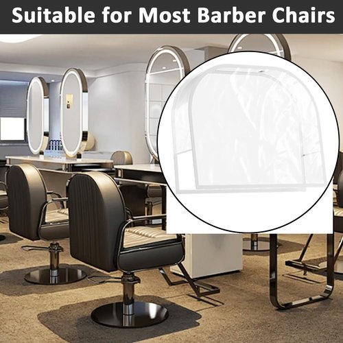 4Pcs Salon Chair Cover, Clear Round Barber Salon Chair Back Covers, Vinyl Chair Covers Protectors for Most Salon Chairs, Prevents Upholstery from Stains, Wear, and Damage to Salon Spa Chairs, White