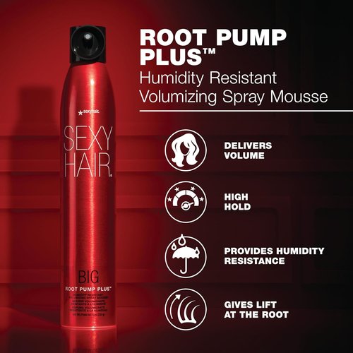 SexyHair Big Root Pump Plus Volumizing Spray Mousse - High Hold & Humidity Resistance for 72 Hours