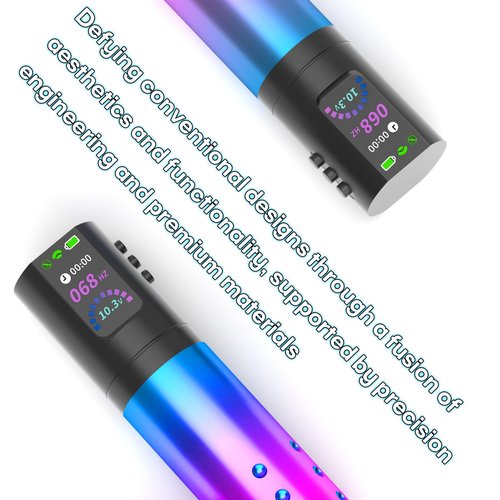 POSEIDON Wireless Tattoo Pen Kit with 20Pcs Tattoo Cartridge Needles 11Pcs Ink 2Pcs Tattoo Batteries, Portable Tattoo Machine with LED Display, Complete Tattoo Gun Set for Beginners and Artists