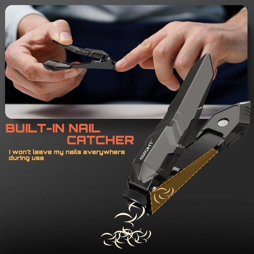 SZQHT Nail Clippers,Precise and Durable Toe Nail Clippers with Catcher and Nail File,Fingernail Clippers forThick Nails,Nail Cutter Without Mess for Men and Women(Gray)