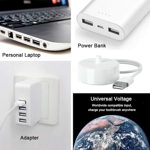 Mdforme USB Toothbrush Charger for Philips Sonicare Electric Toothbrushes HX6100, Compatible w/ HX3000 HX6000 HX8000 HX9000 ProtectiveClean 6100 5100 4100 2100 1100 Expert Series - White