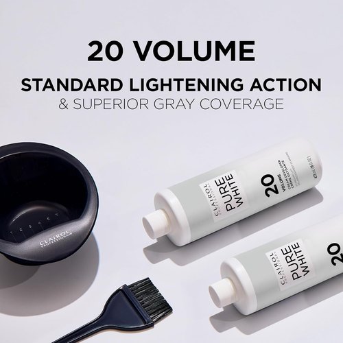 Clairol Professional Pure White 20 Volume Hair Developer - Ideal for Lightening & Gray Coverage