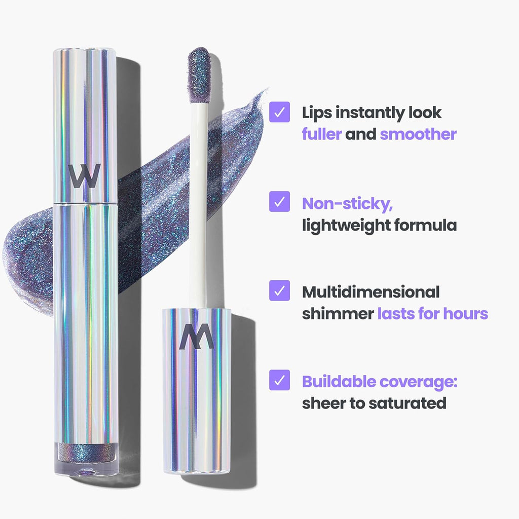 Wonderskin Lip Gloss - Hydrating High Shine Finish with Blue Glitter | Perfect for Stunning Lips