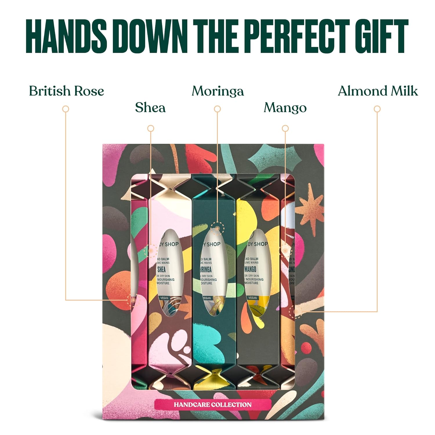 The Body Shop Handcare Collection Gift Set - 5 Vegan Hand Balms in British Rose, Shea, Moringa, Mango & Almond Milk