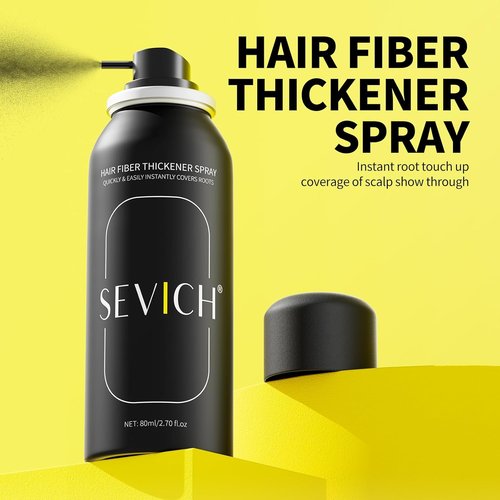 Sevich Hair Fiber Spray - Instant Hair Thickening Powder for Men & Women | Waterproof Dark Brown, 80ml