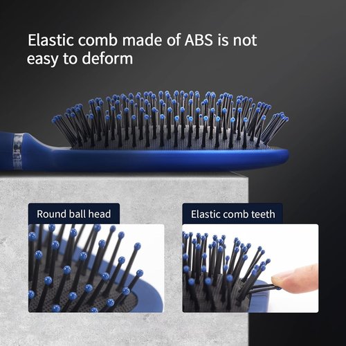 RHOS Paddle Hair Brush for Men - Detangler Brush with Nylon Bristles for All Hair Types | Blue