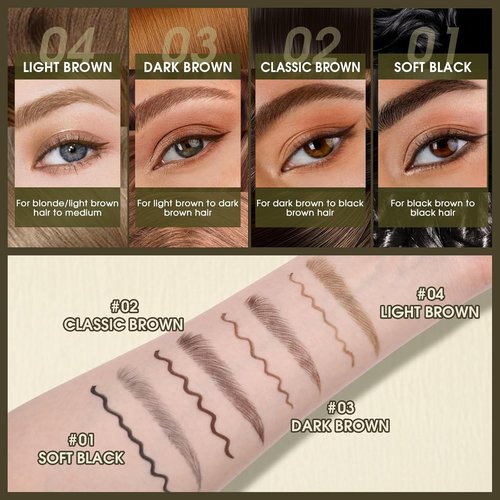 UCANBE Eyebrow Pen - Dual-Ended Pencil with 4-Fork Tip & Gel Eyeliner for Natural Hair-Like Strokes | Dark Brown