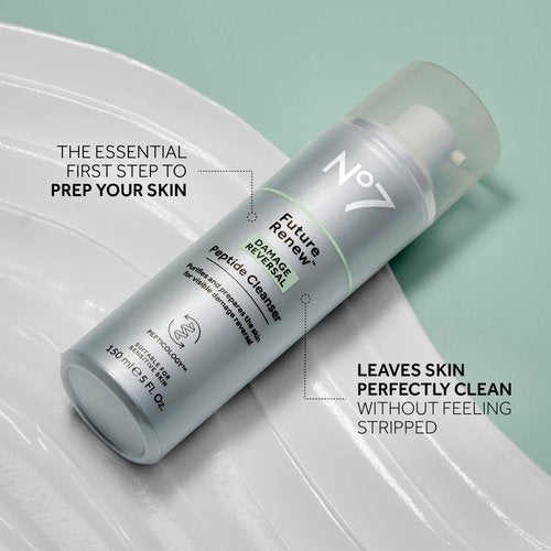 No7 Future Renew Damage Reversal Peptide Gentle Face Cleanser - Anti-Aging Face Wash to Help Visibly Remove Impurities for Smoother, Nourished Skin - Fragrance-Free Formula (5 Fl Oz)