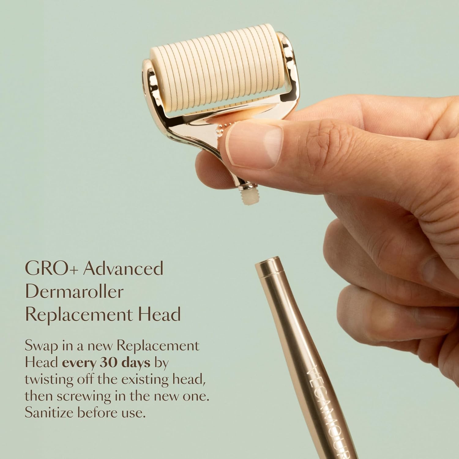 VEGAMOUR GRO+ Advanced Dermaroller - 1,200 Microneedle 0.25mm Scalp Tool | Gently Exfoliates for Maximum Coverage