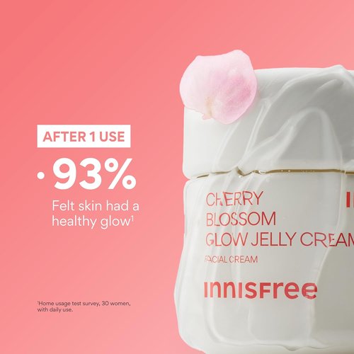Innisfree Cherry Blossom Glow Jelly Cream - Hydrating Korean Moisturizer with Niacinamide for Radiant Skin