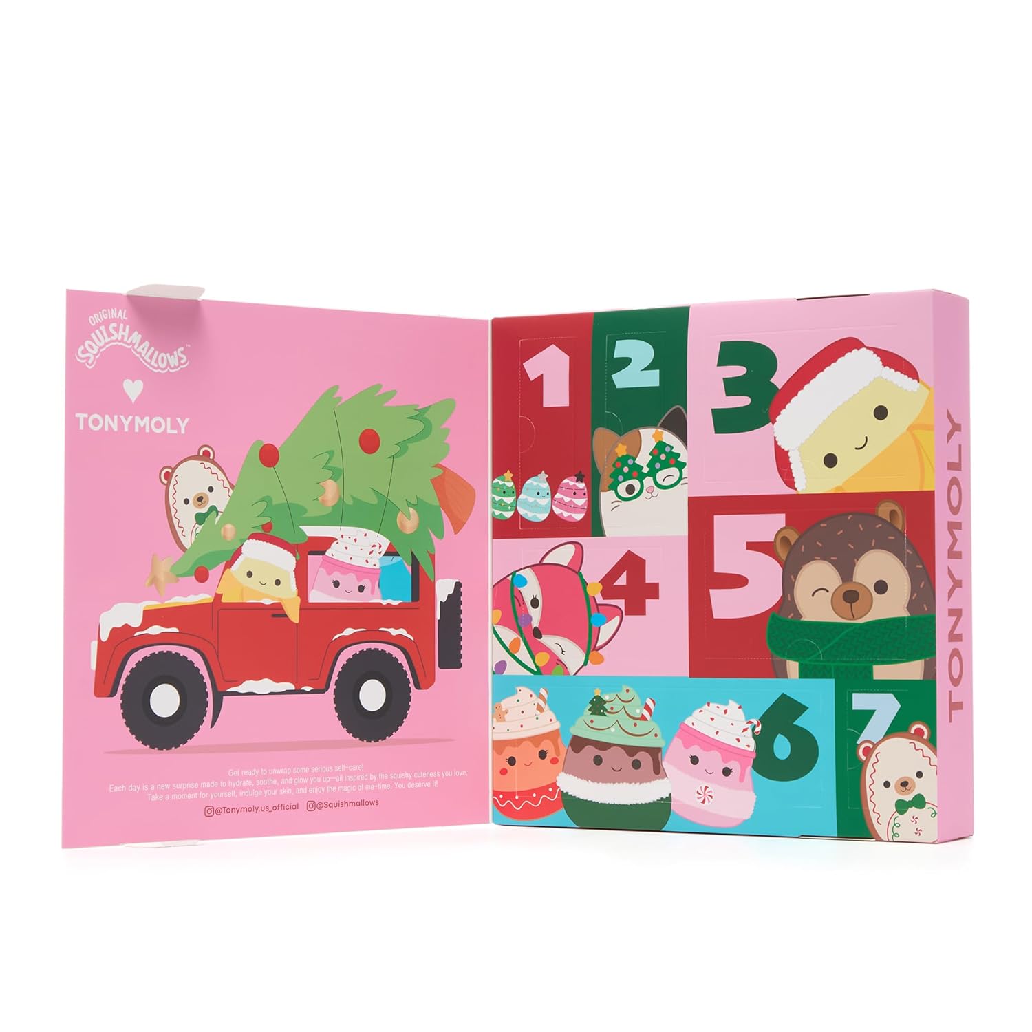 TONYMOLY x Squishmallows Advent Calendar 2025 - 7-Day Skincare Set with Hand Cream, Lip Gloss & Sheet Masks