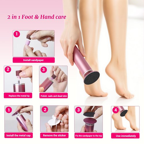 AiDwell Electric Foot Callus Remover with 80pcs Sandpape Discs, Professional 800RPM Aluminum, Callus Remover for Feet Pedicure Tool for Dead Skin and Calluses, Stepless Speed Control Foot File 2 in 1