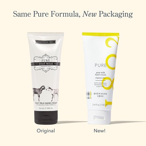 Beekman 1802 Pure Goat Milk Hand Cream - Fragrance-Free Moisturizing Lotion for Dry Skin | 3.4 oz
