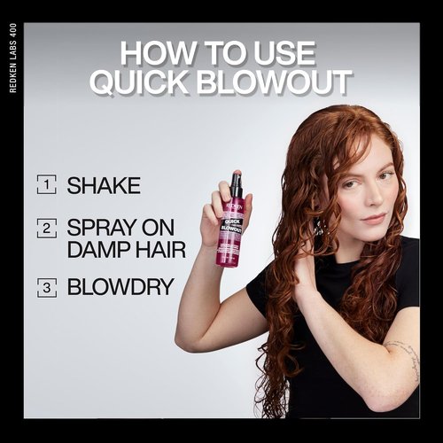 Redken Quick Blowout Heat Protectant Spray - Lightweight Styling Primer for All Hair Types, Adds Shine & Smooths