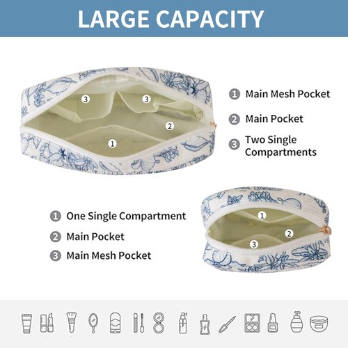 OZAOZ Makeup Bag for Purse Small Cosmetics Bag Corduroy Cute Cosmetic Pouch for Women (2PC Pink strawberry)
