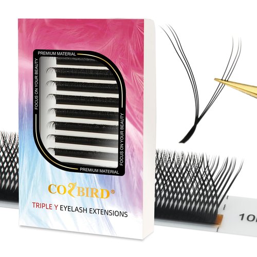 COZBIRD 3d yy Lashes yyy Eyelash Extensions Supplies Premade Fans (Triple y Lash) 6D Volume Faux Mink 0.07mm C curl 12mm