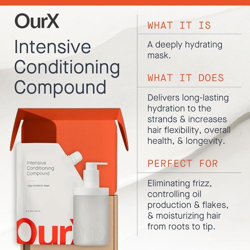 OurX Hydration Hair Mask - Intensive Conditioning for Curly, Coily & Frizzy Hair | 300ml Peptides & Squalane Formula