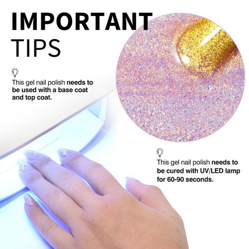 CANNI Gel Polish Glitter Gel Nail Polish Set, 8 Colors Aurora Mermaid Purple Blue Gold Glitter Gel Shiny Polish U V LED Soak Off Aurora Manicure Kit Gift for Women Girls