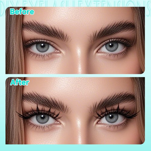 Manga Lash Clusters Kit DIY Left Right Eyelash Extensions Kit C Curl Lashes Cluster with Lash Bond and Seal Waterproof,Lash Remover,Lash Applicator Tool For False Lashes Extension(Fox&Puppy Kit)