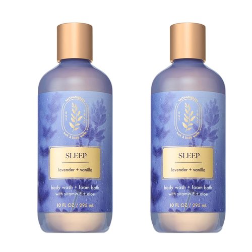 Bath & Body Works Lavender Vanilla Body Wash & Foam Bath, Aromatherapy Cleanser with Vitamin E & Aloe, Non-Drying & Gentle for Daily Use, 10 fl oz - 2 Pack