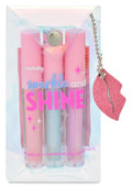 iscream Sparkle & Shine Lip Gloss Set - 3-Piece Pastel Collection with Cherry, Vanilla & Strawberry Scents