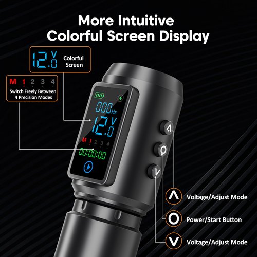 EMRICE Tattoo Gun Kit Wireless Tattoo Machine Pen Kit with 2Pcs 1600mAh Replaceable battery and 20 pcs Tattoo Cartridge Needles, 10 Ink Colors for Complete Tattoo Machine kit Supplies for Beginners