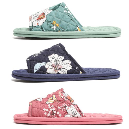 3 Pairs Floral Cotton House Slippers for Women, Open Toe Indoor Slippers Comfortable Washable Portable Foldable Guest Travel Hotel Airplane Spa Slippers (Solid Color Flower, 7-8.5, Adult, Women, 7, Numeric Range, US Footwear Size System, 8.5, Medium)