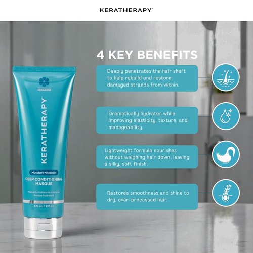 Keratherapy Keratin Infused Deep Conditioning Masque - 8 fl. oz. Moisturizing Hair Treatment with Jojoba & Nettle Root Extract