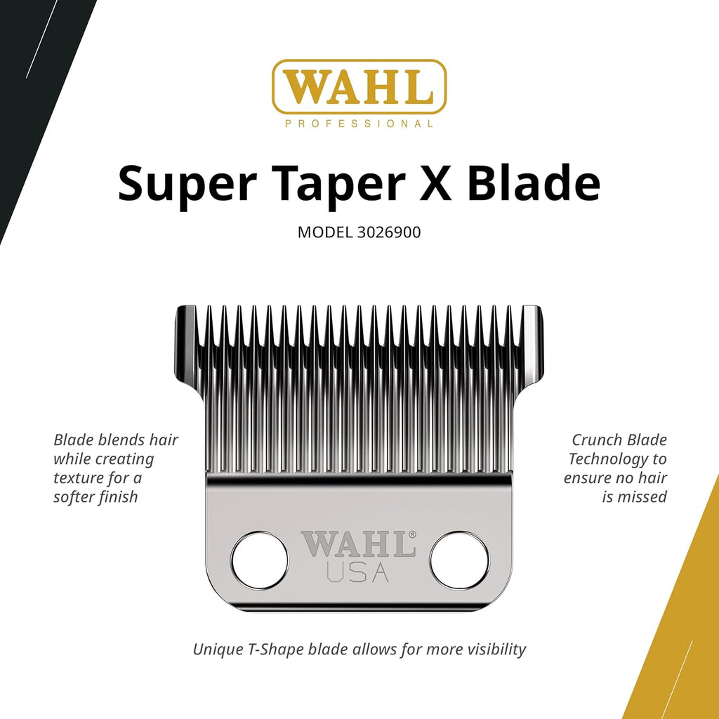 Wahl Professional Super Taper X Replacement Blade - Stagger-Tooth T-Blade Refill | Silver Finish