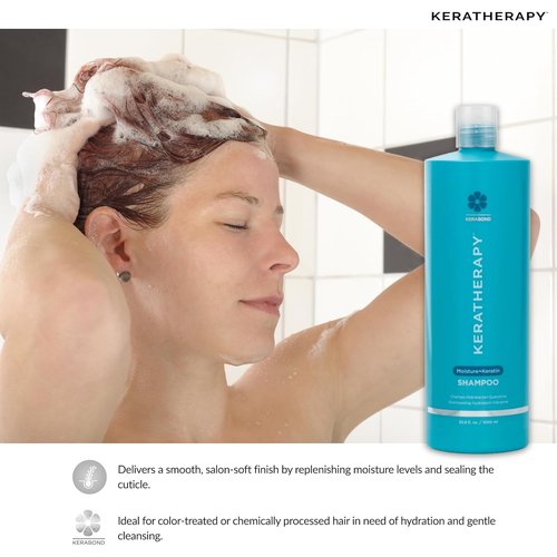 KERATHERAPY Moisture Shampoo - Keratin Infused Anti-Frizz Formula for Oily Scalp & Dry Ends | 33.8 fl. oz.