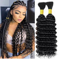 20 Inch Human Braiding Hair for Boho Braids 2 Bundle 100g Deep Wave Bulk Human Hair for Braiding No Weft 12A Brazilian Virgin Curly Human Hair Extensions for Boho Braids