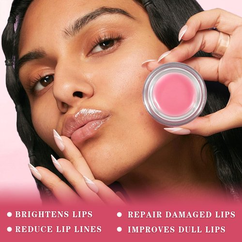 LZXLUKGIR 4PCS Lip Scrub and Mask Set,Strawberry and Honey Pot Lip Balm,Reduces Lip Lines Lip Exfoliator Scrub and Moisturizer,Repair Bee Lip Balm and Lip Scrub Set,Lip Mask Overnight